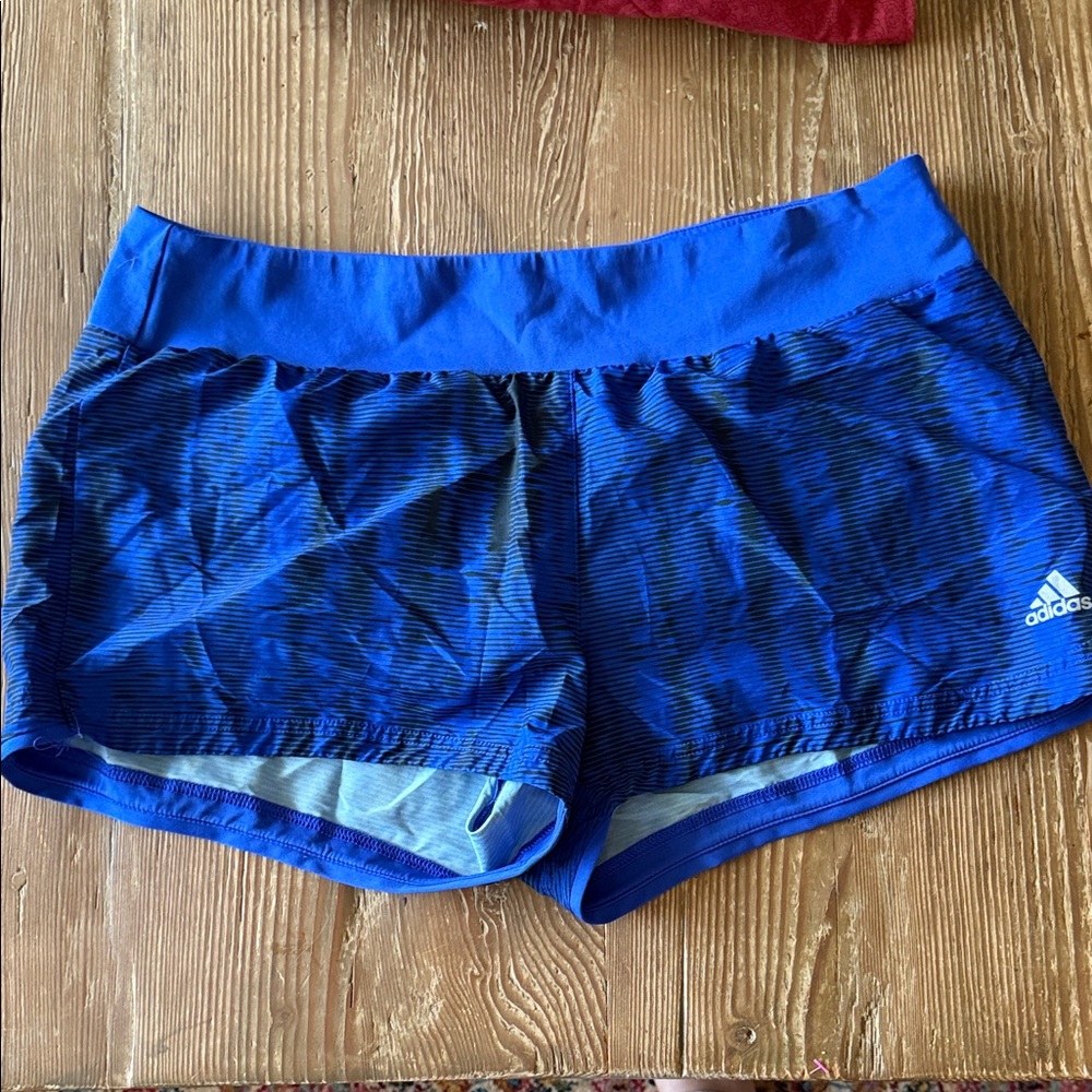 Adidas Women's Striped Blue Athletic Shorts